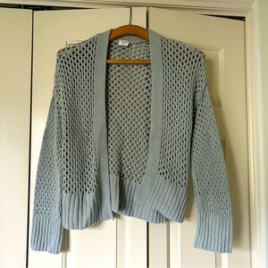 Open-Knit Light Blue Cardigan